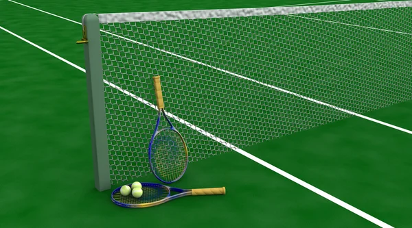 Tennis racket en balletjes — Stockfoto