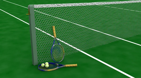 stock image Tennis racquet and balls