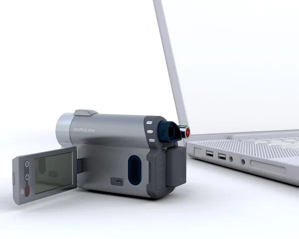 3D prático cam ao lado de um laptop — Fotografia de Stock