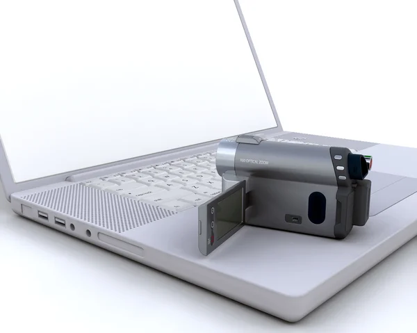 3D-Handykamera über einem Laptop — Stockfoto