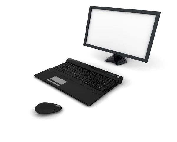 Keyboard, mouse and monitor — Stock Photo, Image