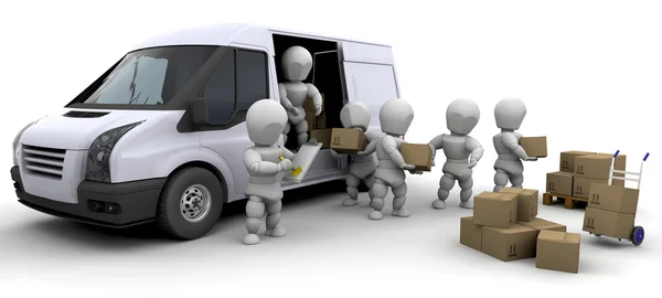3D moving men handling materials — Stock Photo, Image