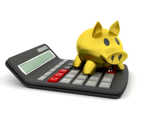Piggy bank and calculator — Stock Photo, Image
