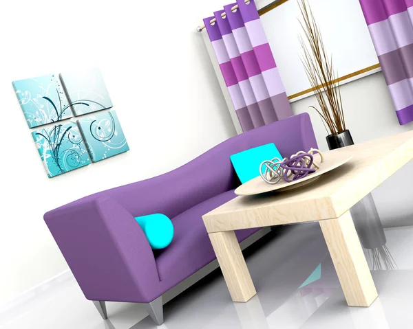 Modern interiör och soffa — Stockfoto