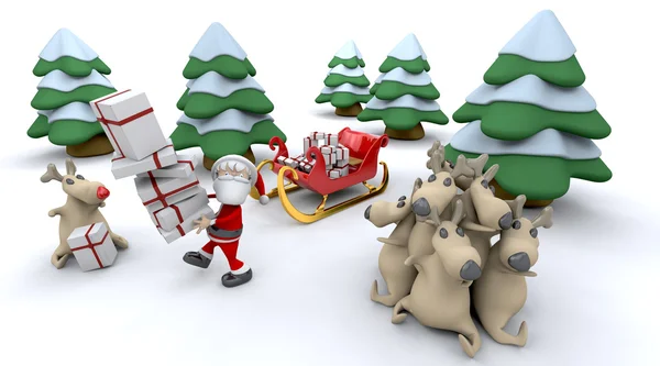 Santa och gåvor — Stockfoto