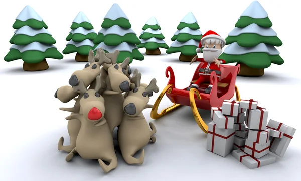 Santa i prezenty — Zdjęcie stockowe