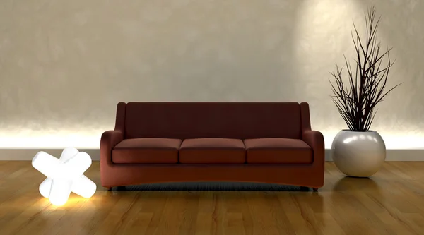 Canapé contemporain dans un cadre moderne — Photo