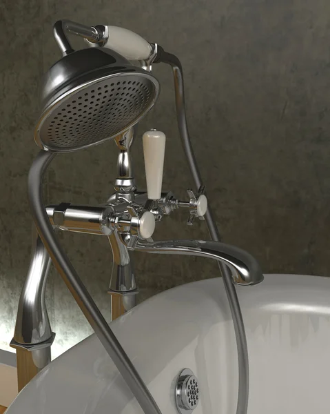 Klassische Roll Top Badewanne und Wasserhähne — Stockfoto