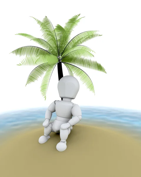 Homme sur l'île sous un palmier — Photo