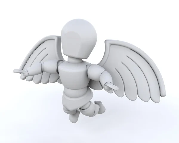 3D рендеринг человека с крыльями — стоковое фото