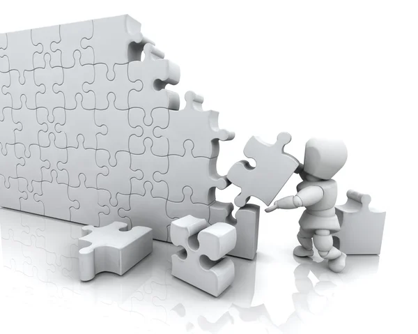 Solving jigsaw puzzle — Stock Photo, Image