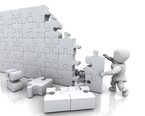 Solving jigsaw puzzle — Stock Photo, Image