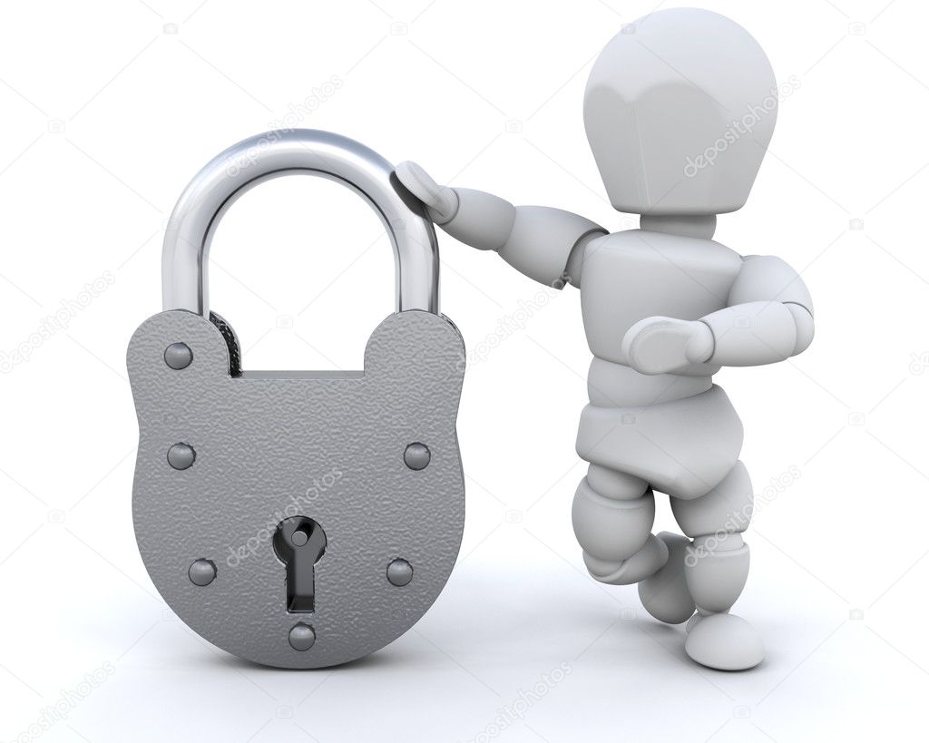 Man with padlock and key