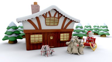 Noel Baba ve kış kabin