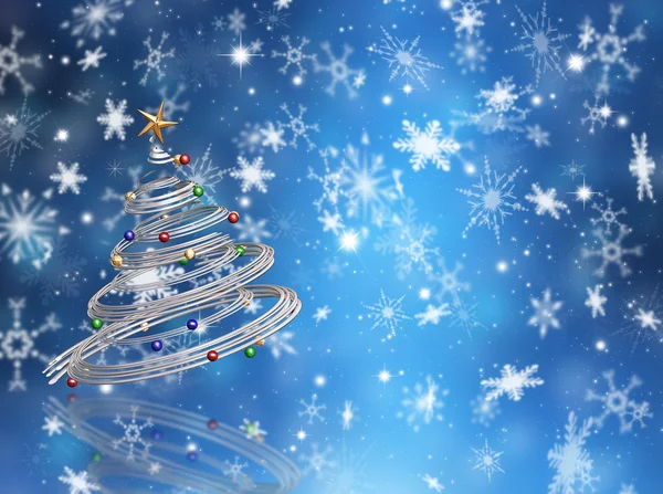 Christmas tree on snowflakes — Stock Photo, Image