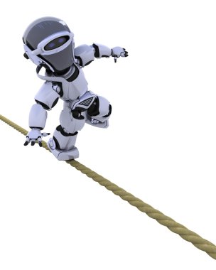 Robot on a tight rope clipart