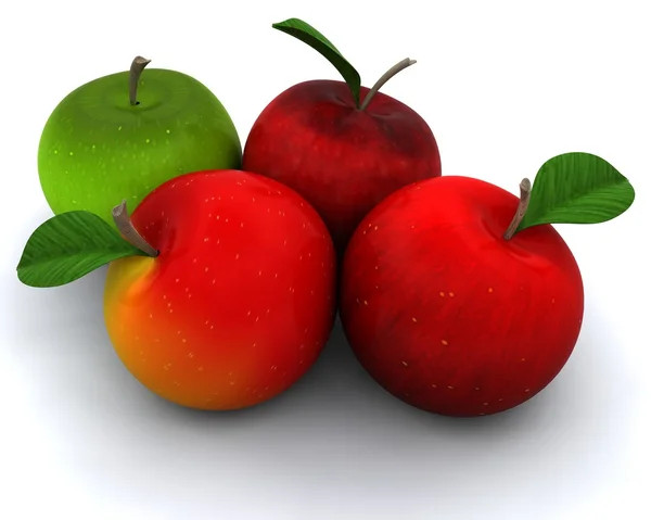Appels geïsoleerd op wit — Stockfoto
