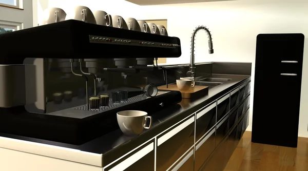 Caffè bar interno e macchina da caffè espresso — Foto Stock