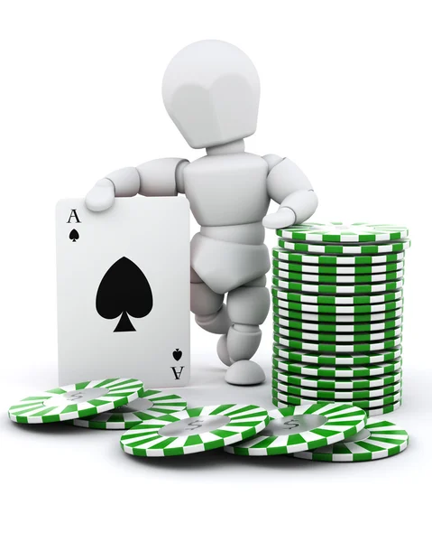 Adam casino fişi ve oyun kartları — Stok fotoğraf