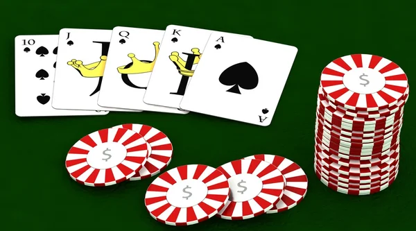 Casion chips and playing cards — Stock Photo, Image