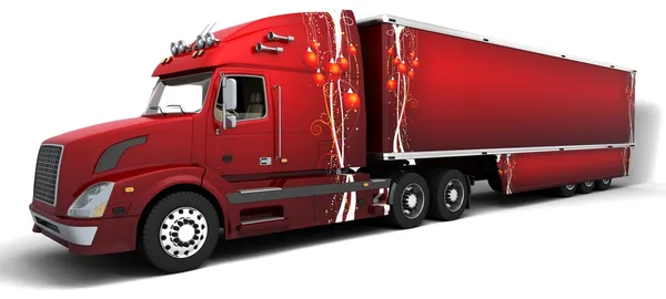 Boże Narodzenie amerykańskiej ciężarówki naczepy — Zdjęcie stockowe