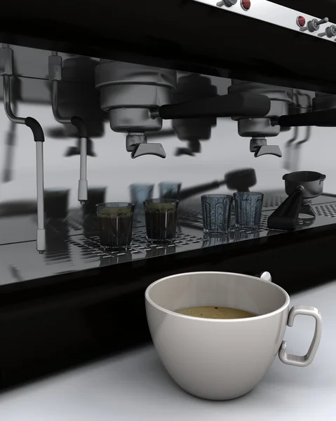 Эспрессо машина и чашка кофе — стоковое фото