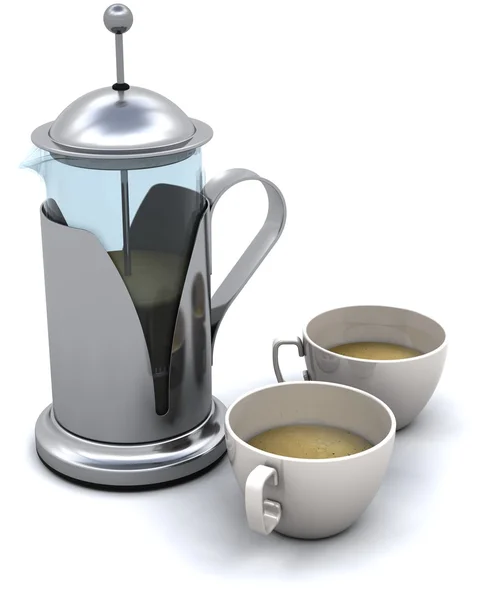 Coffee pot and cups of coffee — Stock Photo, Image