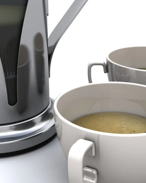 Kaffekanna och koppar kaffe — Stockfoto
