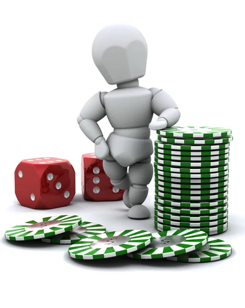 Homem com dados de casino — Fotografia de Stock