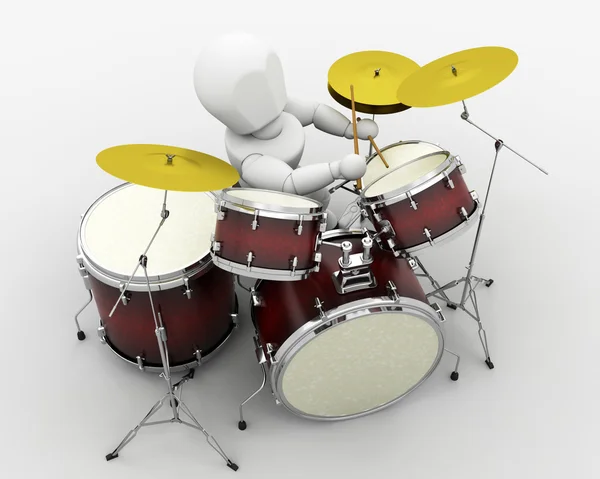 Человек играет на барабанах — стоковое фото