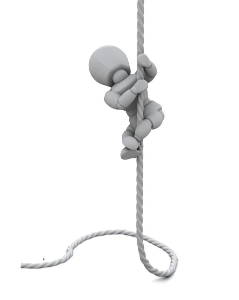 Man climbing rope to success — Stock Photo, Image