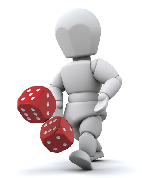 Man with casino dice — Stock Photo, Image