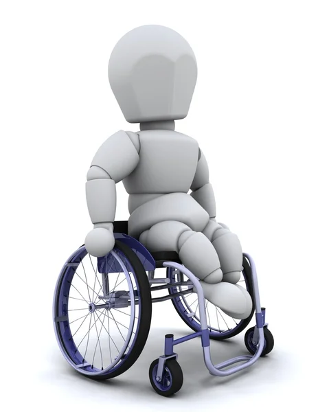 Homem em cadeira de rodas isolado em branco — Fotografia de Stock