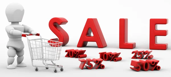 3D render of a man shopping in the sale — Stock Photo, Image