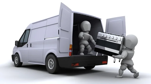 Removal men loading a van — Stock Photo, Image