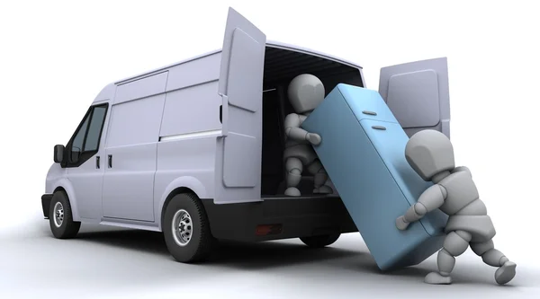 Eliminación de hombres cargando una furgoneta —  Fotos de Stock
