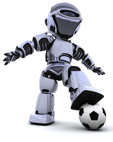 Робот играет в футбол — стоковое фото