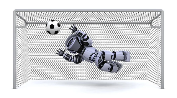 机器人踢足球 — 图库照片