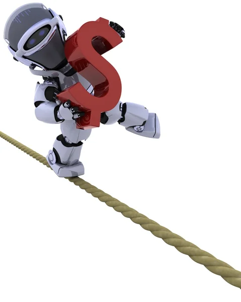 Robot op een strakke koord — Stockfoto