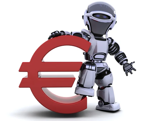 Robot with euro symbol — Stock Photo, Image