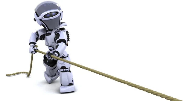Robot tirando de una cuerda —  Fotos de Stock