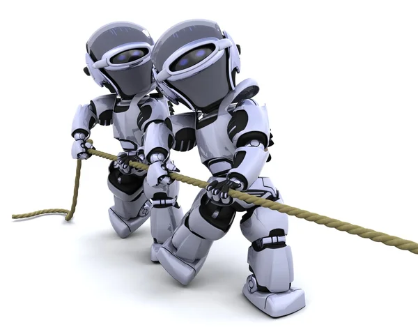 Robot che tirano su una corda — Foto Stock