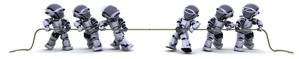Robots trekken aan een touw — Stockfoto