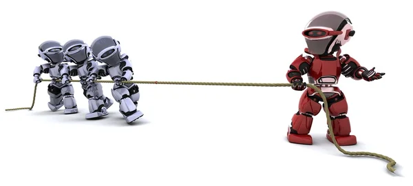 Robotar dra ett rep — Stockfoto