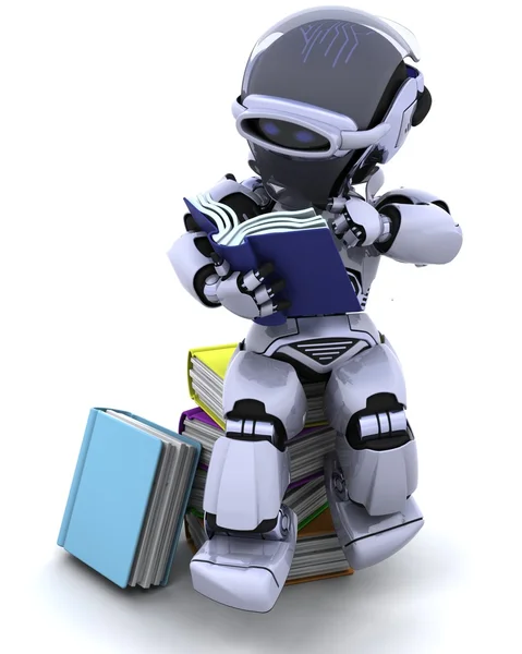 Robot med böcker — Stockfoto