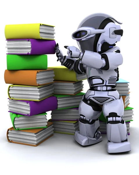 Robot con libros — Foto de Stock