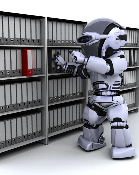 Robot filing documents — Stock Photo, Image