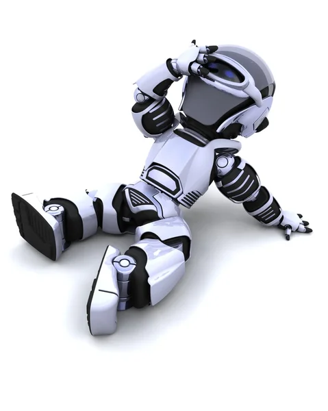 Leuke robot cyborg rusten in de zon — Stockfoto