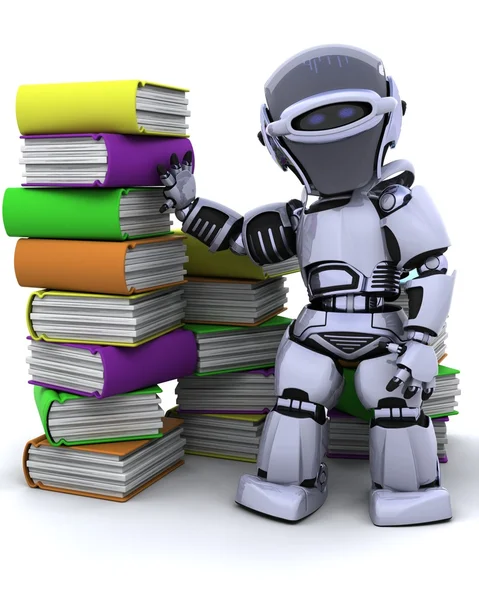 Robot met boeken — Stockfoto