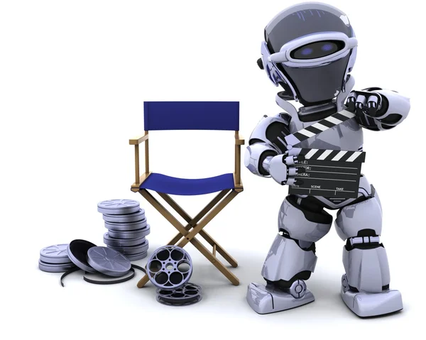 Csappantyú táblák és a filmtekercsek robot — Stock Fotó